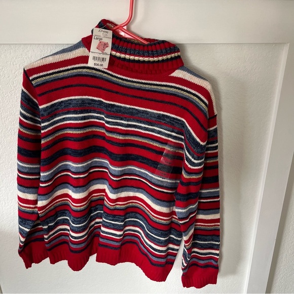 Tiara Sweaters - Tiara Women's Large Turtleneck Striped Sweater NWT